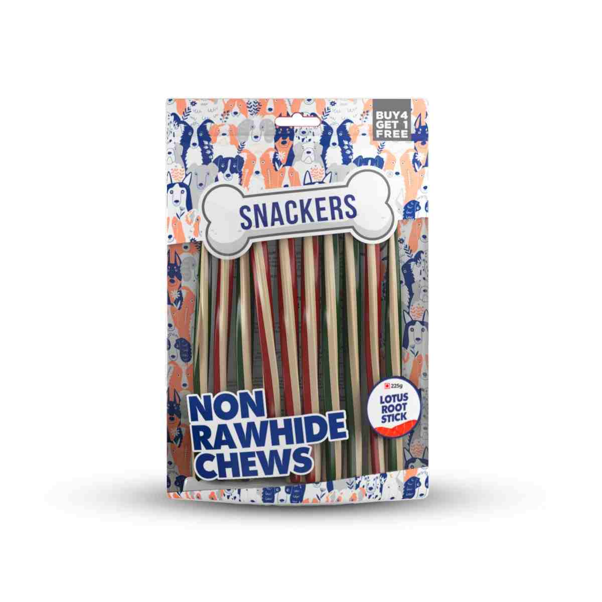 Snackers Non Rawhide Chews Lotus Root Stick for Dogs, 225 g