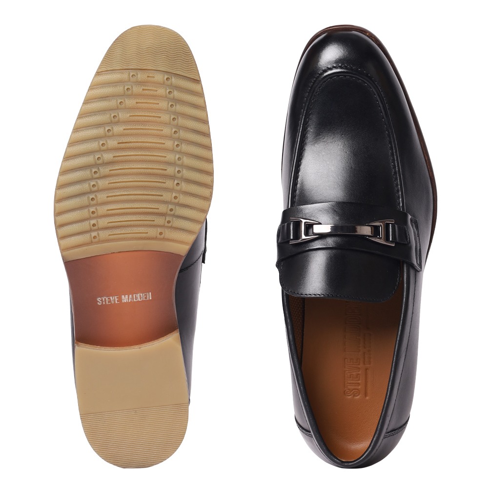 Elias Black Leather Dress Loafer