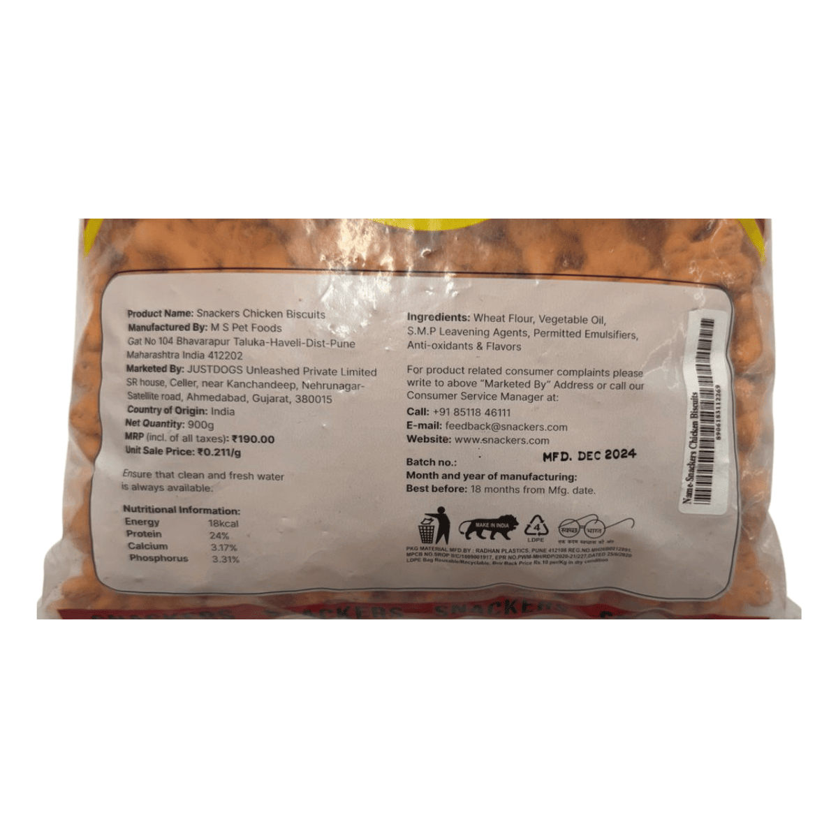 Snackers Chicken Dog Biscuits - 900g
