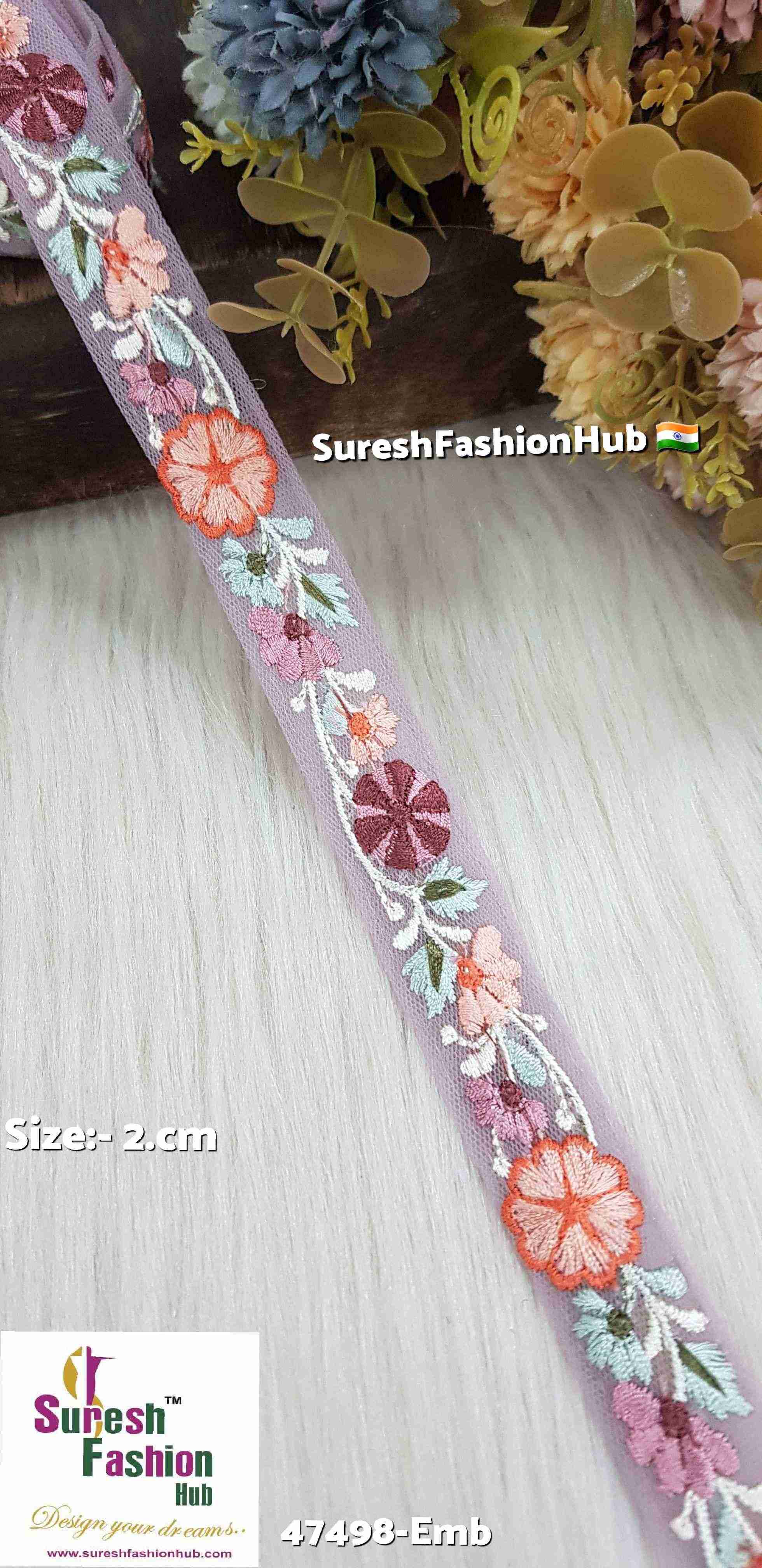 Mauve Garden Thread Embroidery Lace