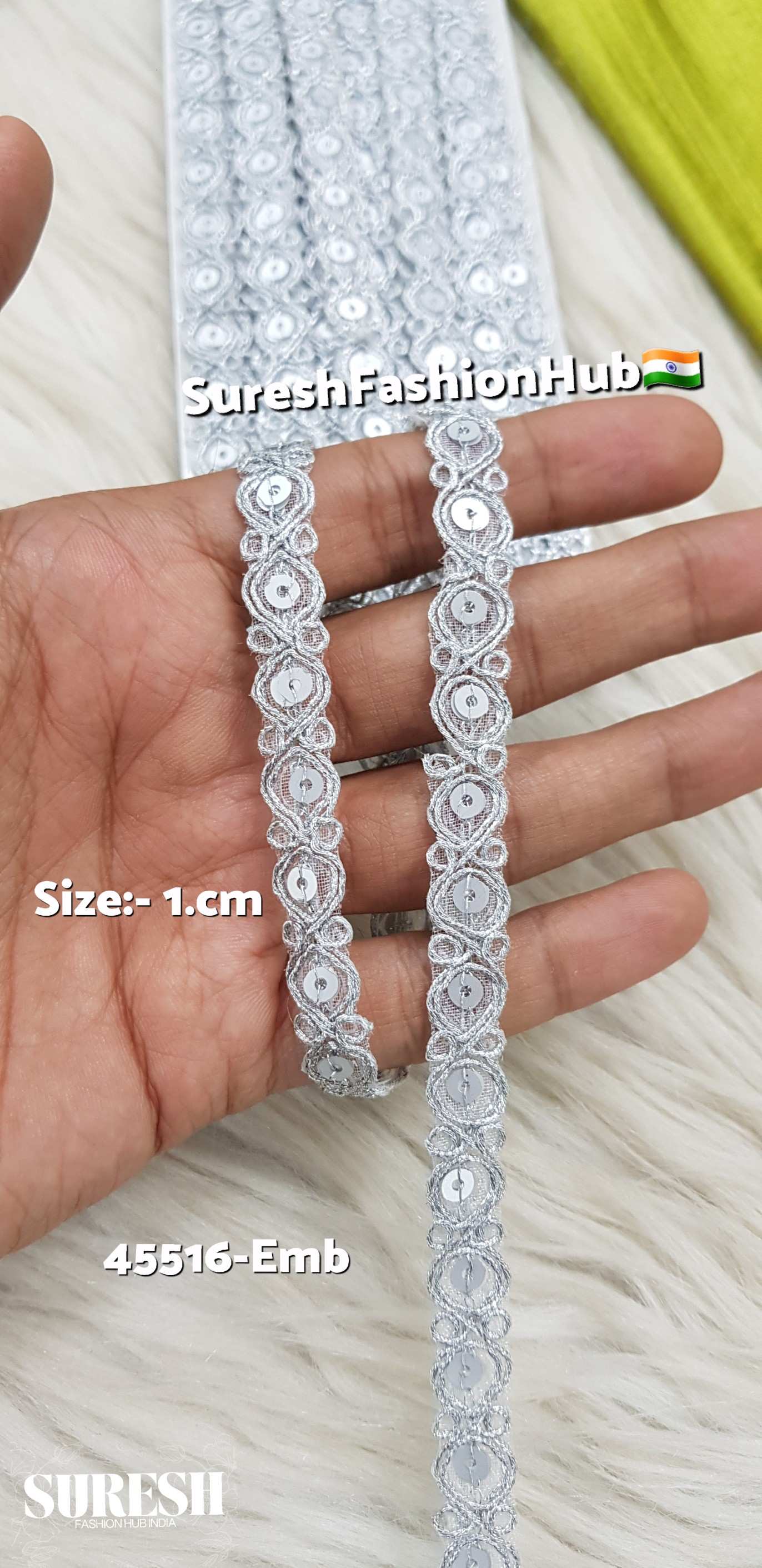 Silver Classic Dori & Sequence Cutwork Organza Lace