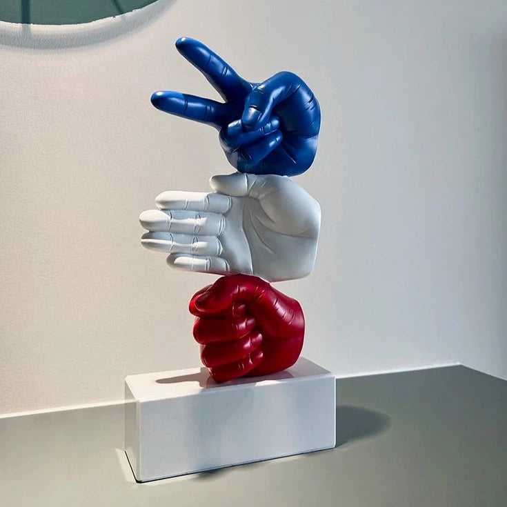 rock paper scissor sculpture