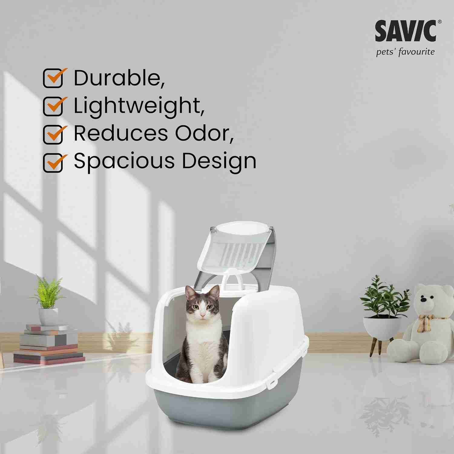 Savic Nestor Jumbo Cat Litter Box - Cold Gray