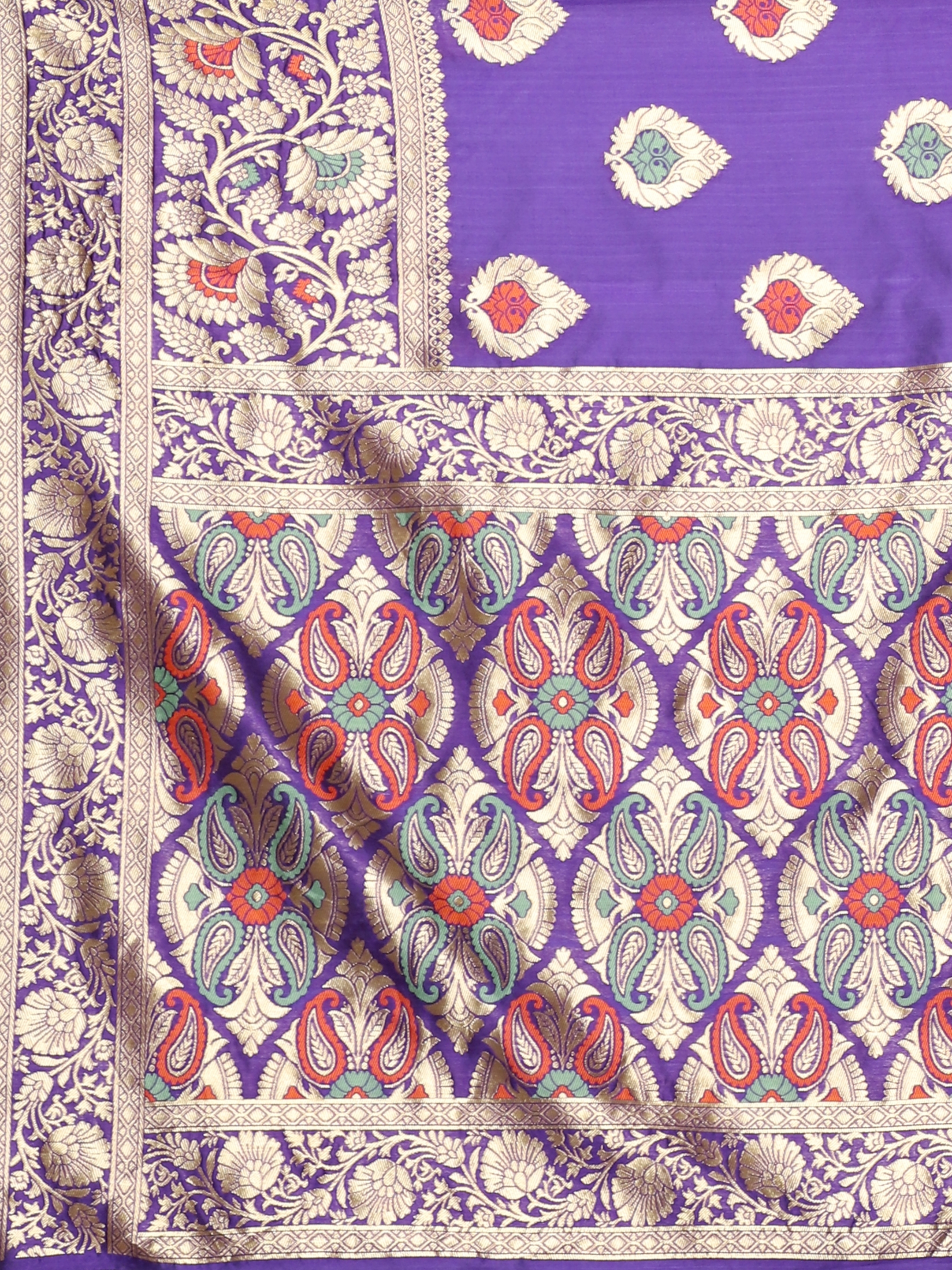 Glemora | Glemora Blue Designer Ethnic Wear Silk Blend Banarasi Traditional Saree 7