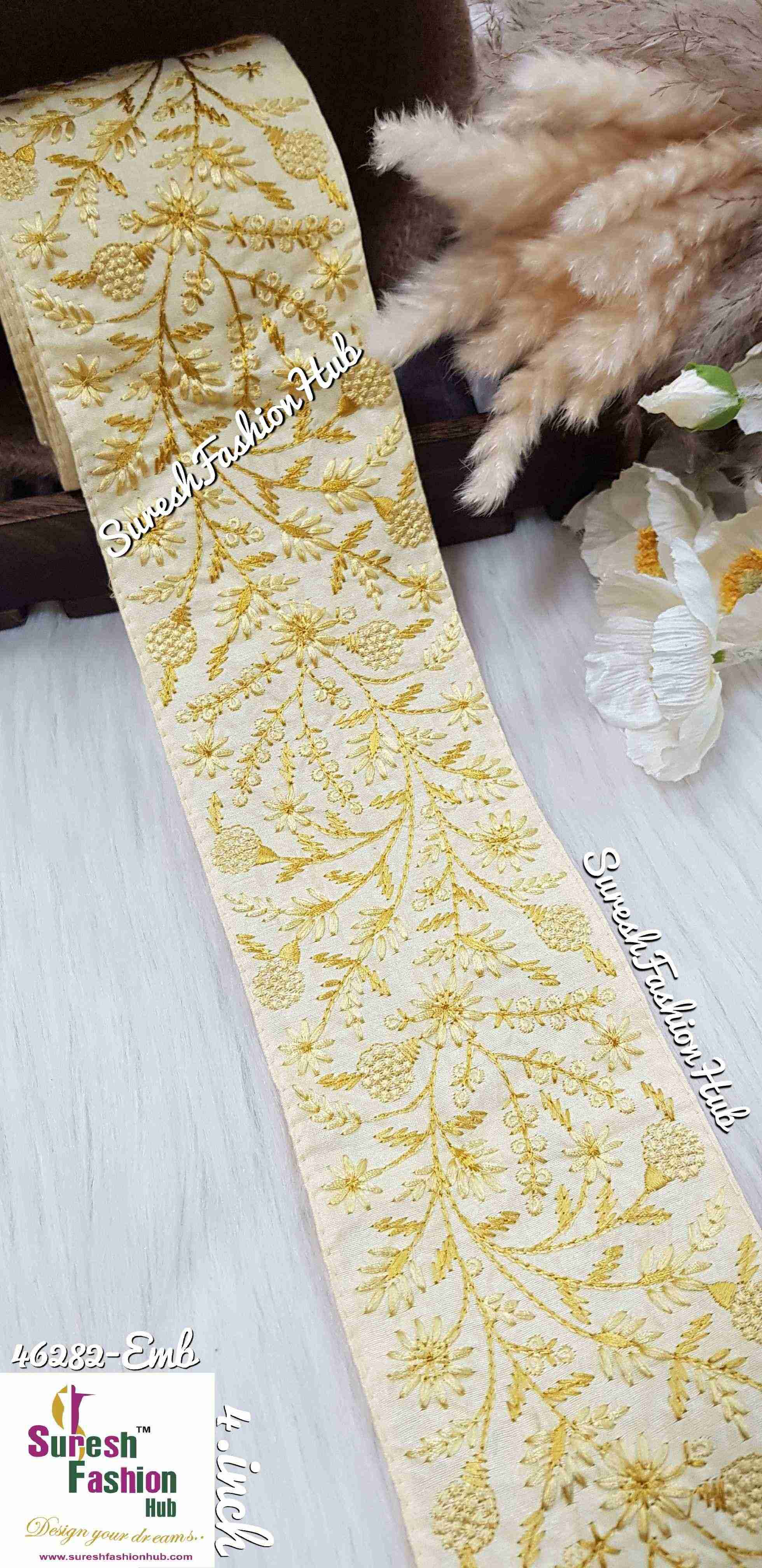 Dainty Flowers Yellow Threaded Ribbons
