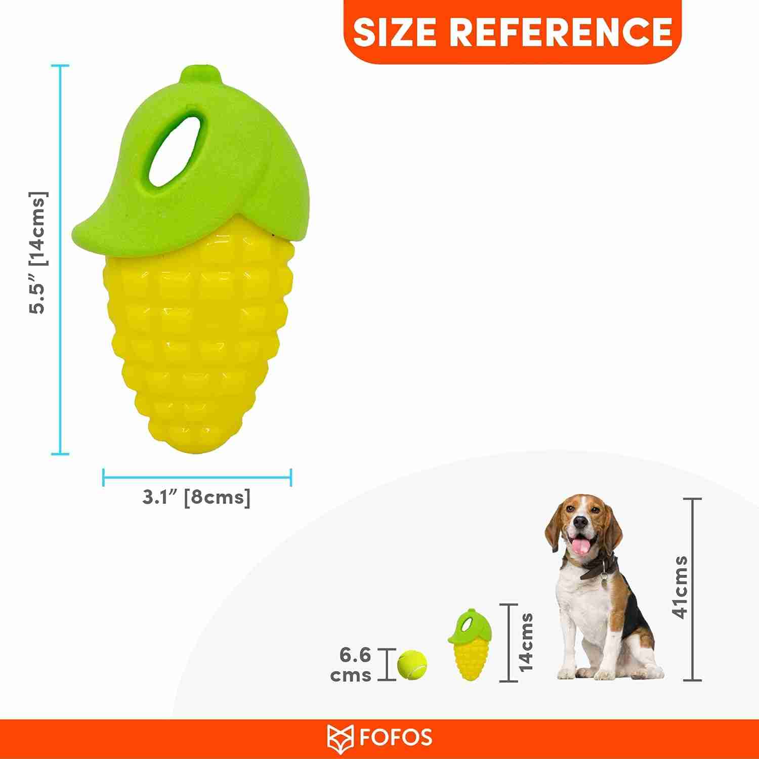 Barkbutler Fofos Vegi Bites Corn Squeaky Toy for Dogs