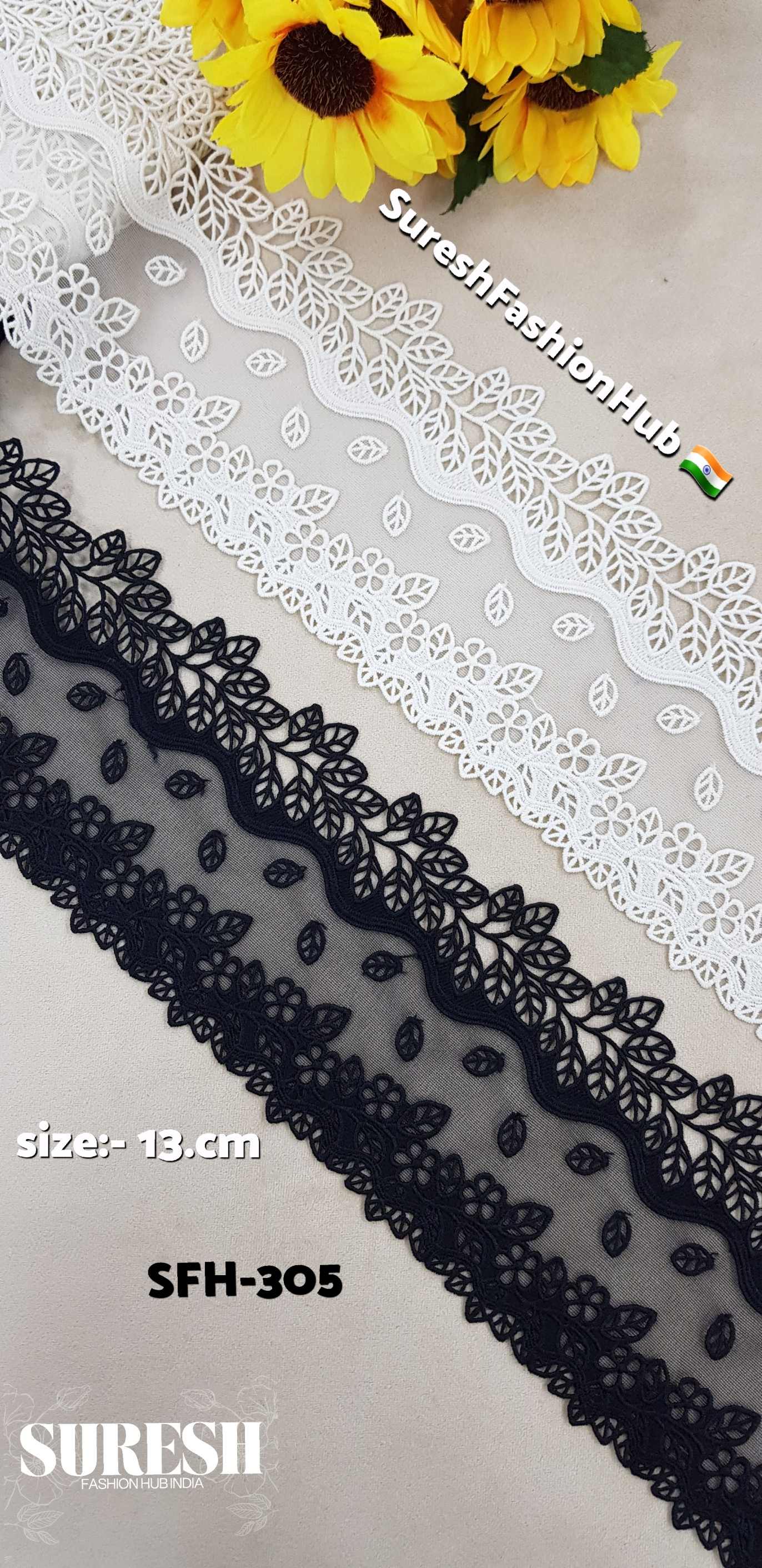 Twilight Foliage Dual Scallop Lace – Black SFH-305