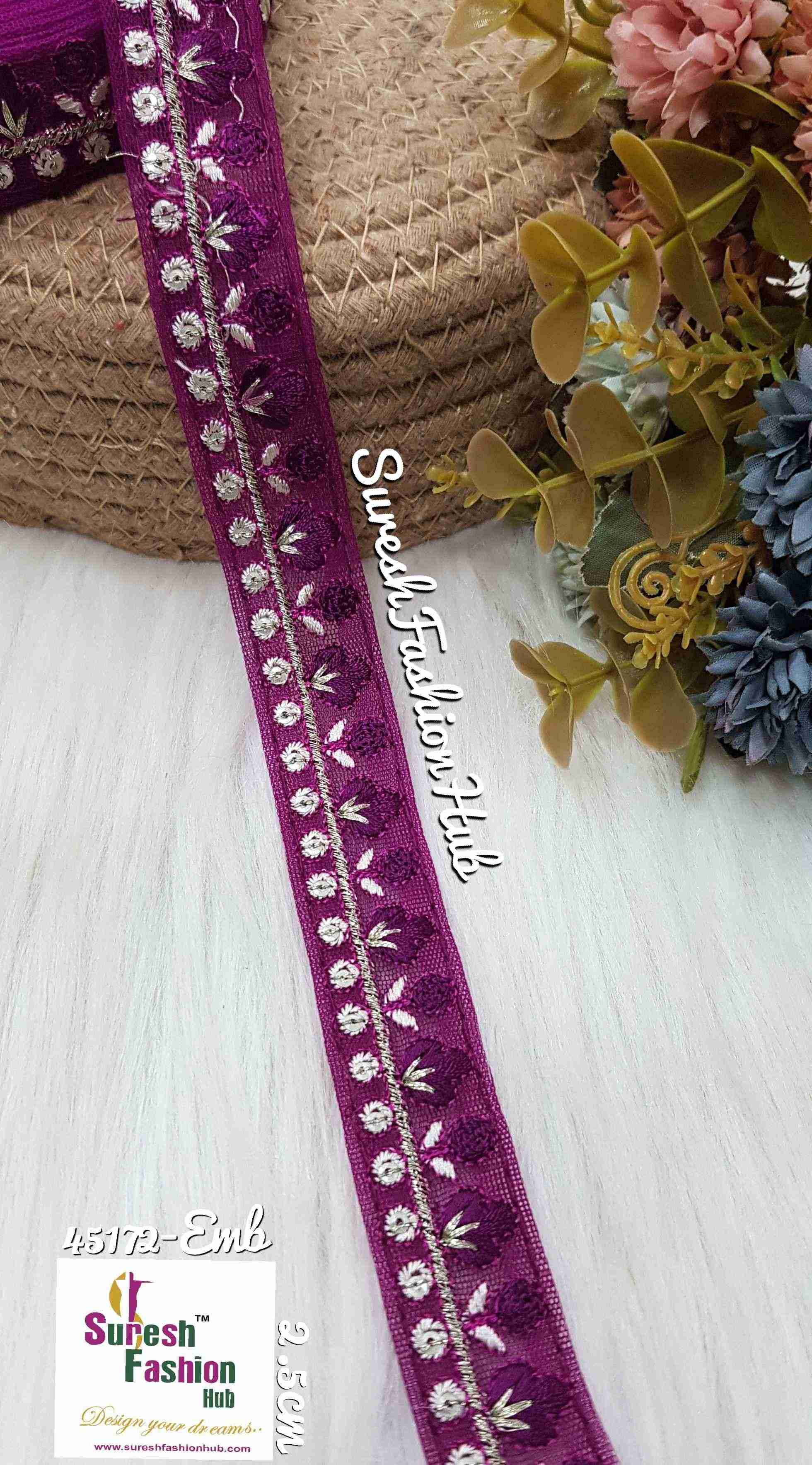 Radiant Dark Purple Threaded Designer Trim