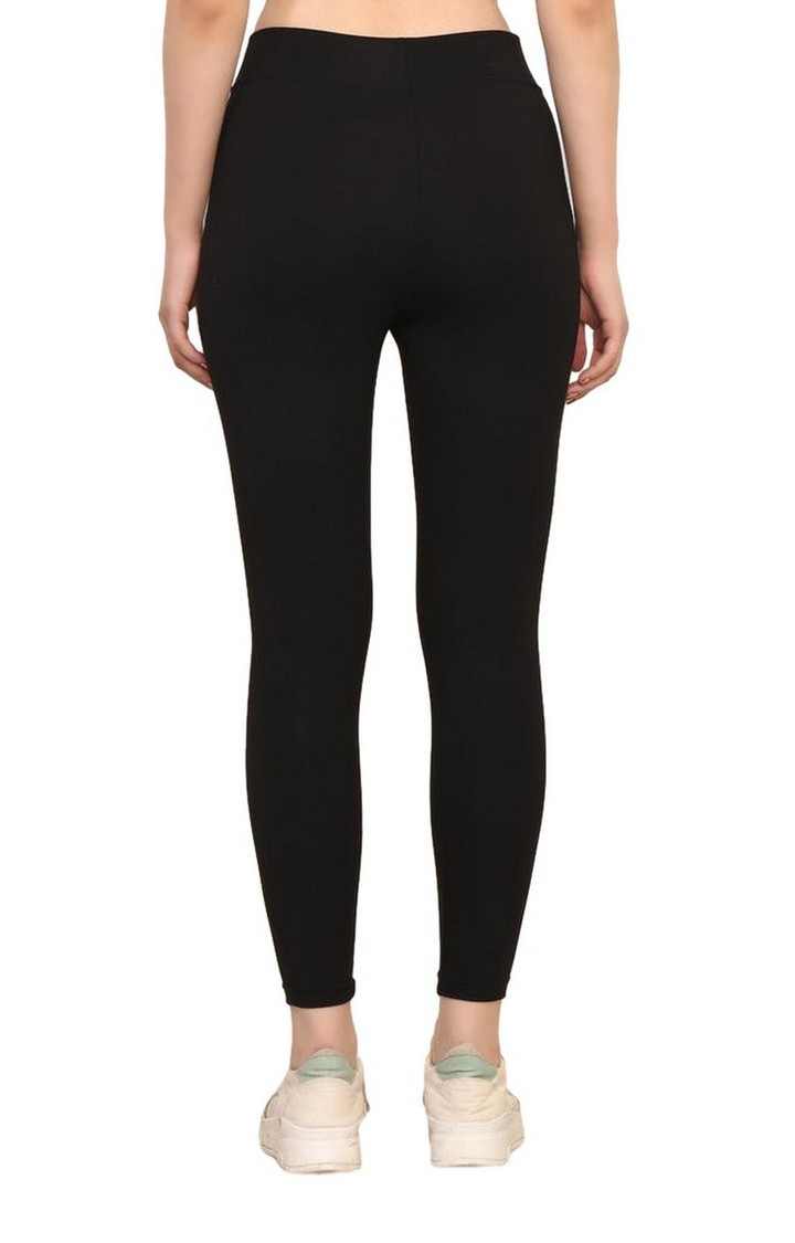 Women's Black Solid Yoga Pants