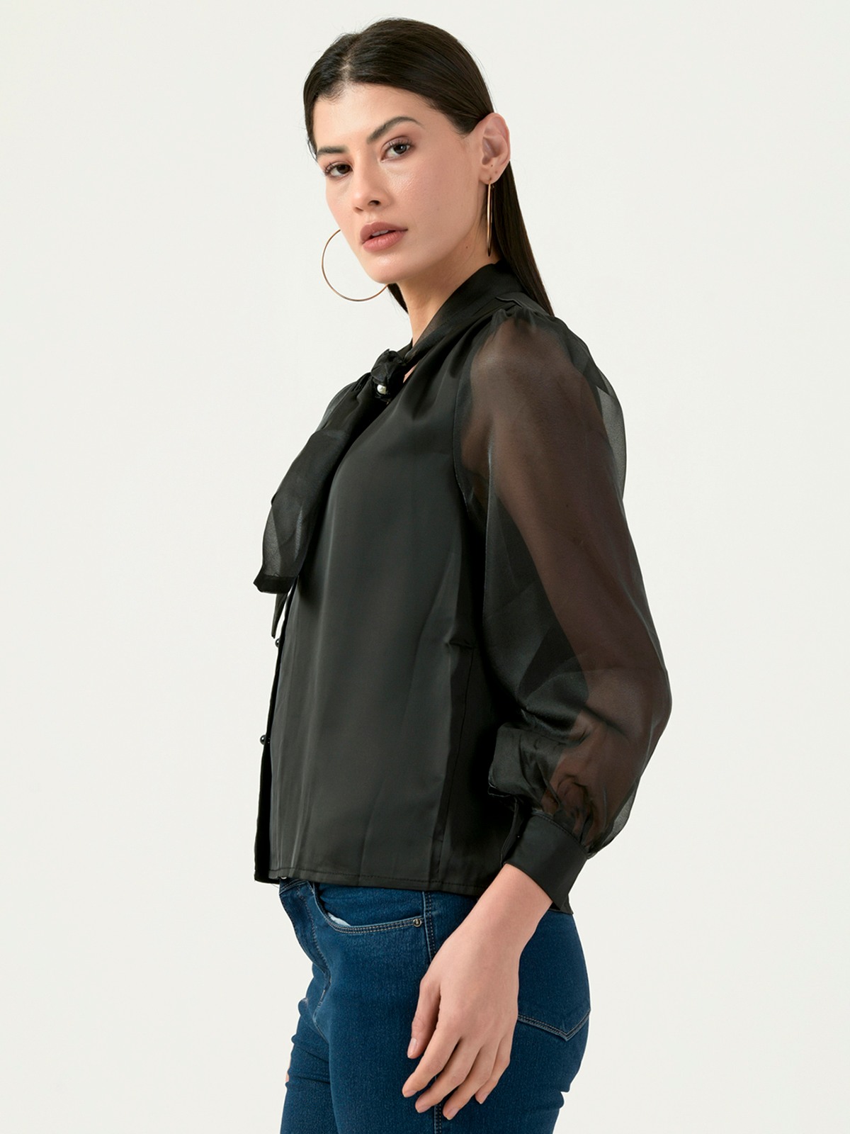 Albion Women Smart Premium Black Blouson Top