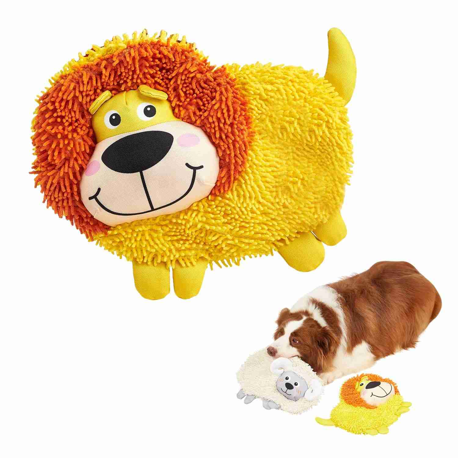 Fofos Non-stuffing Crinkle Tough Toy Lion for Dogs