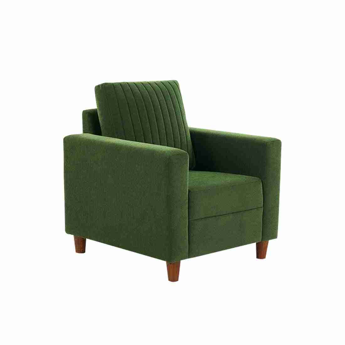 neudot Roman Sofa for Living Room |1 Person Sofa|Premium Fabric with Cushioned Armrest | Solid Wood Frame|1 Seater in Emerald Green Color