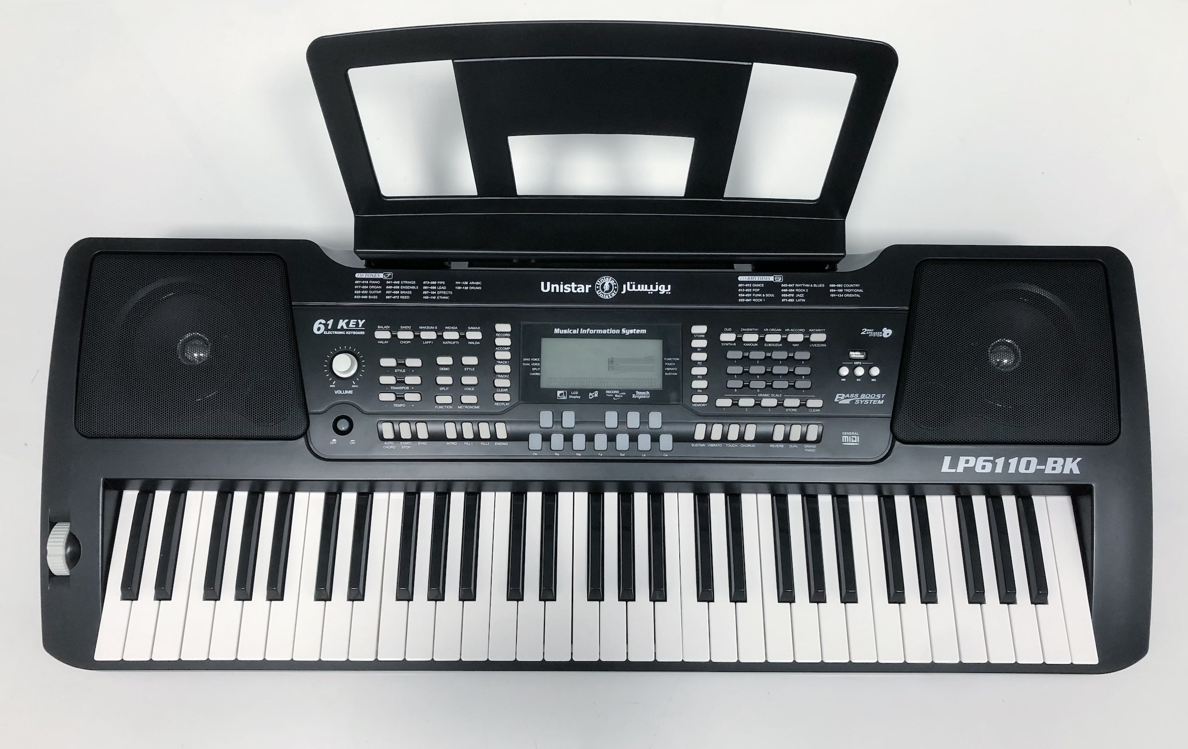 UNISTAR LP6110-BK 61-Key Oriental Portable Arranger Keyboard, Black