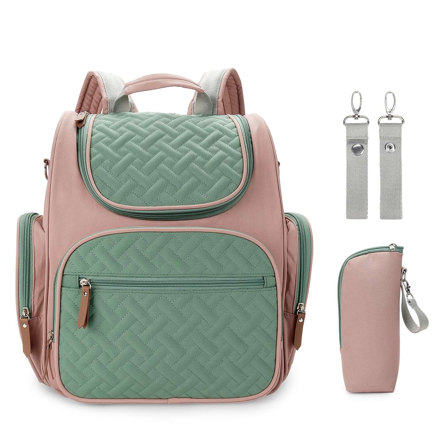 Blush and Breeze Quilted Diaper Bag
