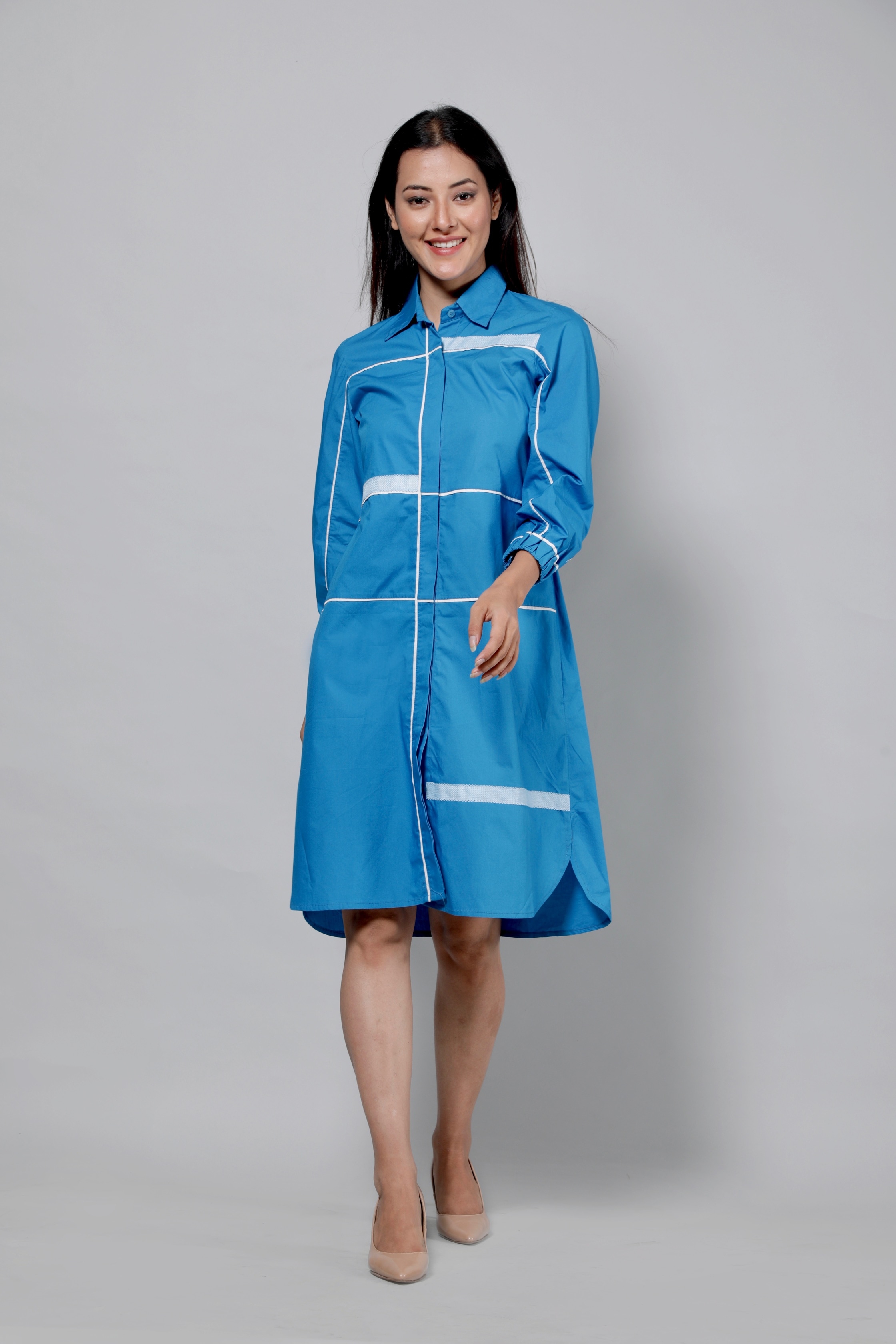 Sky Shirt Dress (Blue)