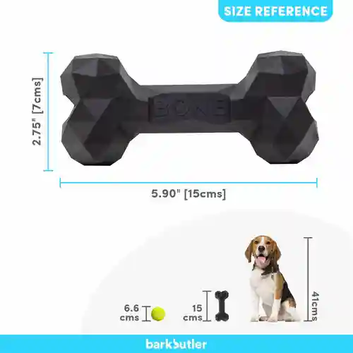 Barkbutler Chu The Bone Treat Dispensing Toy for Dogs (Small, Black)