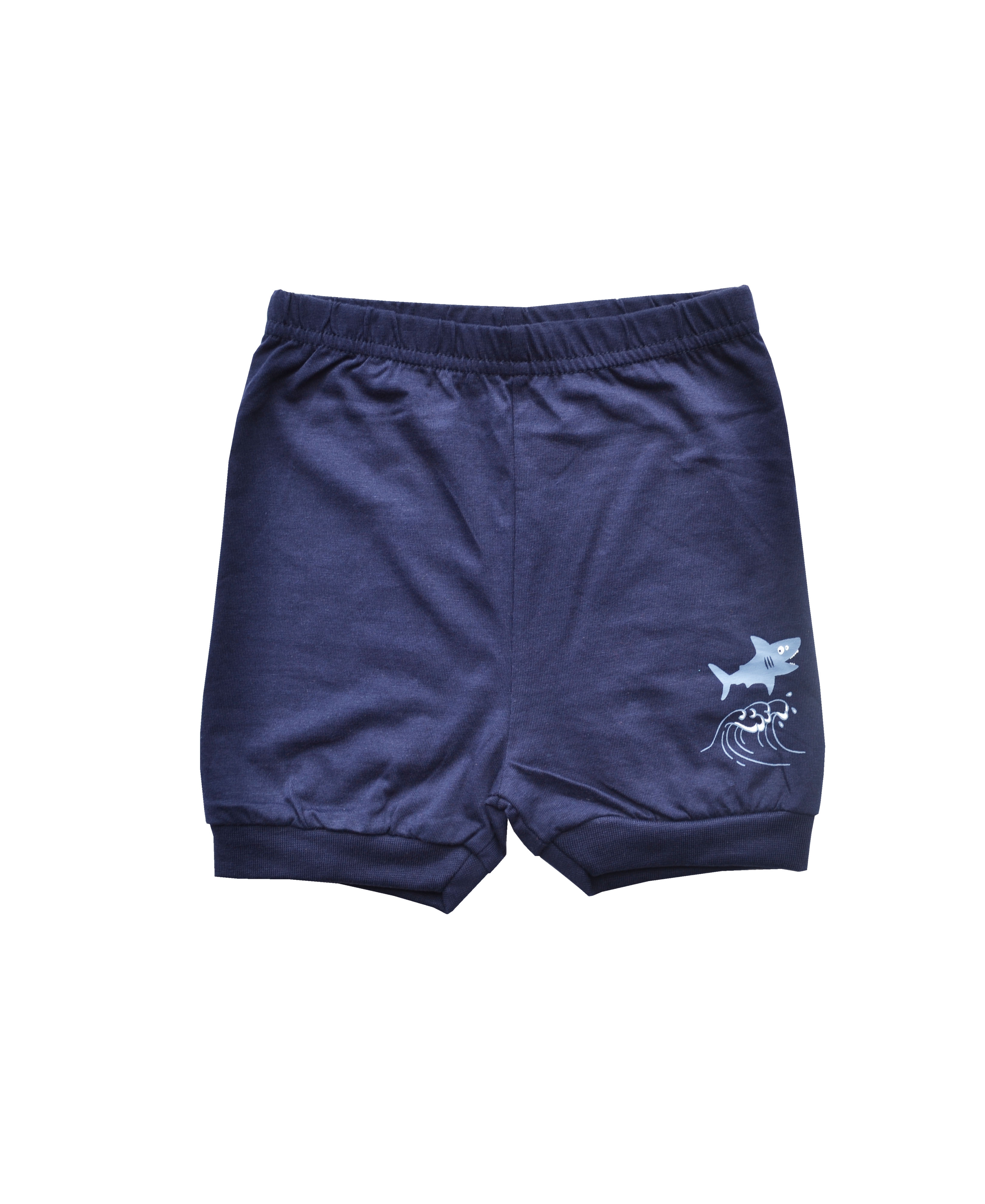 Shark Print On Navy Boys Short (100% Cotton Jersey)