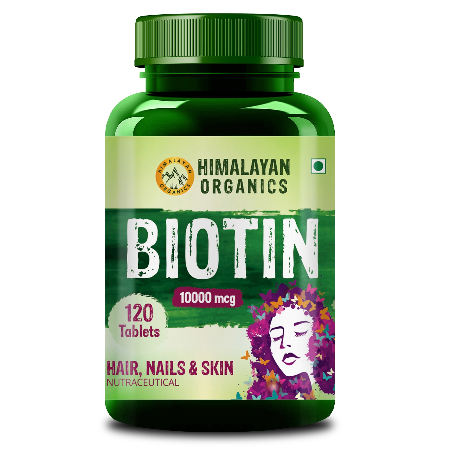 Himalayan Organics Biotin 10,000Mcg for Hair Growth- 120 tablets