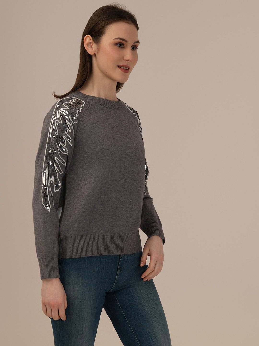Albion Winter Classic Ladies Grey Woolen Top