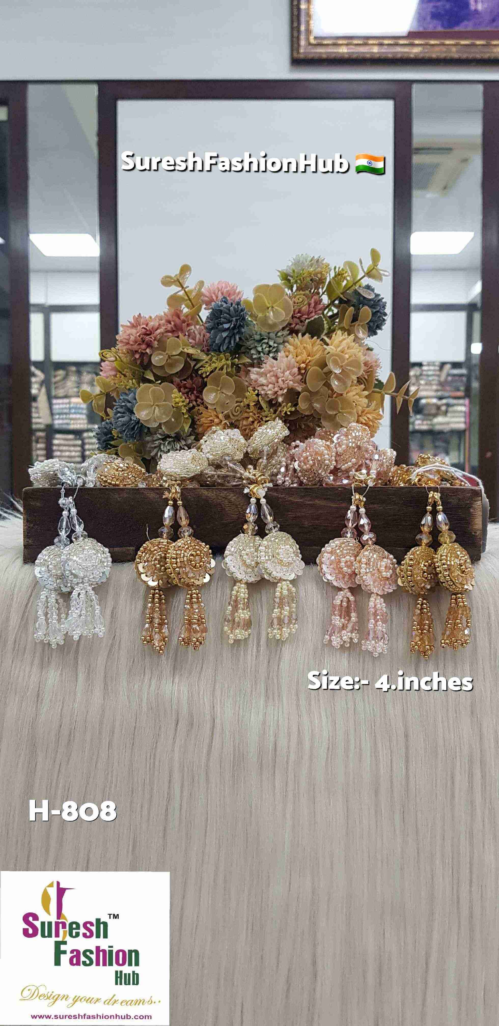 Gold Floral Crystal Tassel