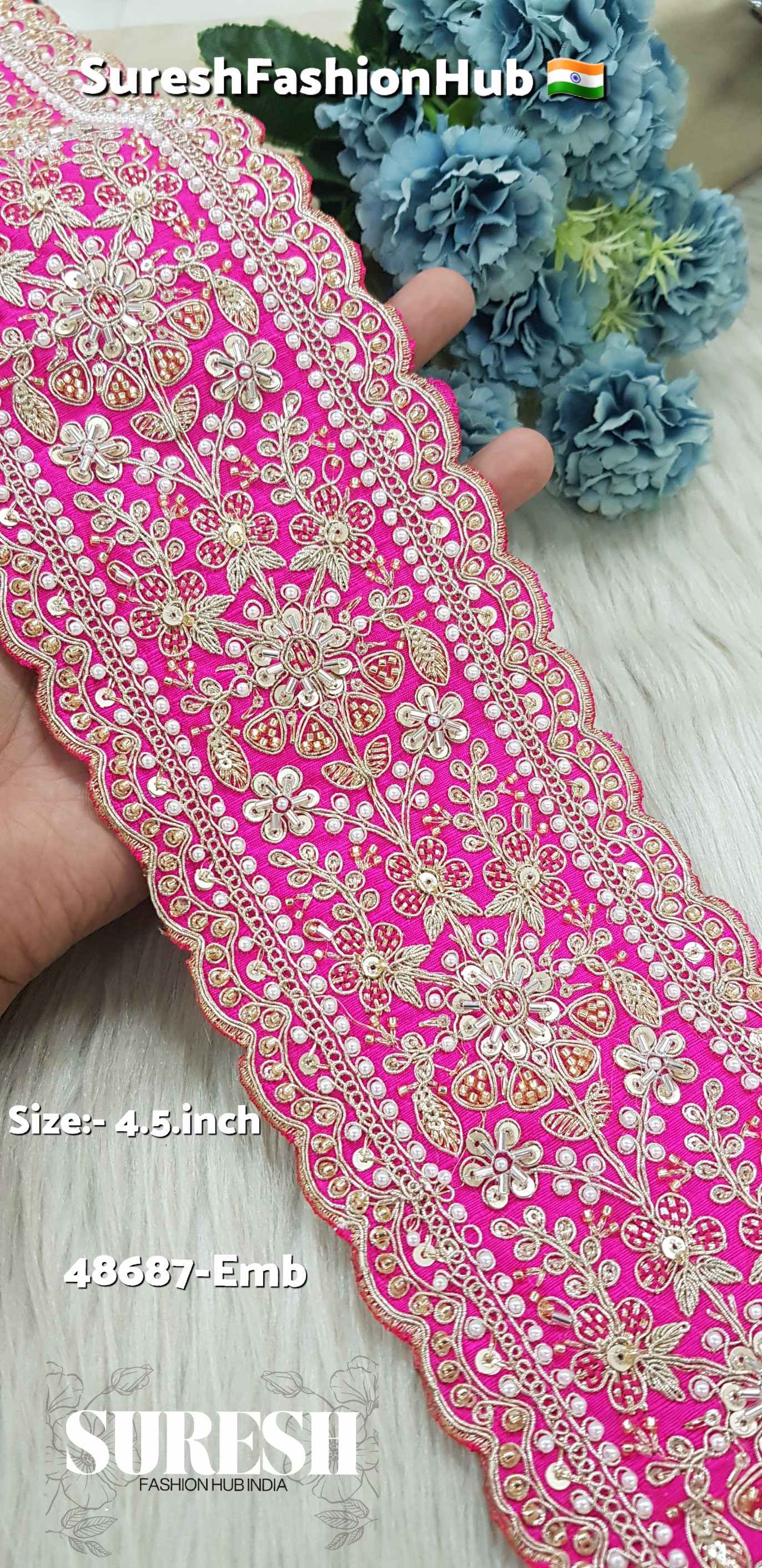 Rani Double Scalloped Floral Border – 48687-Emb