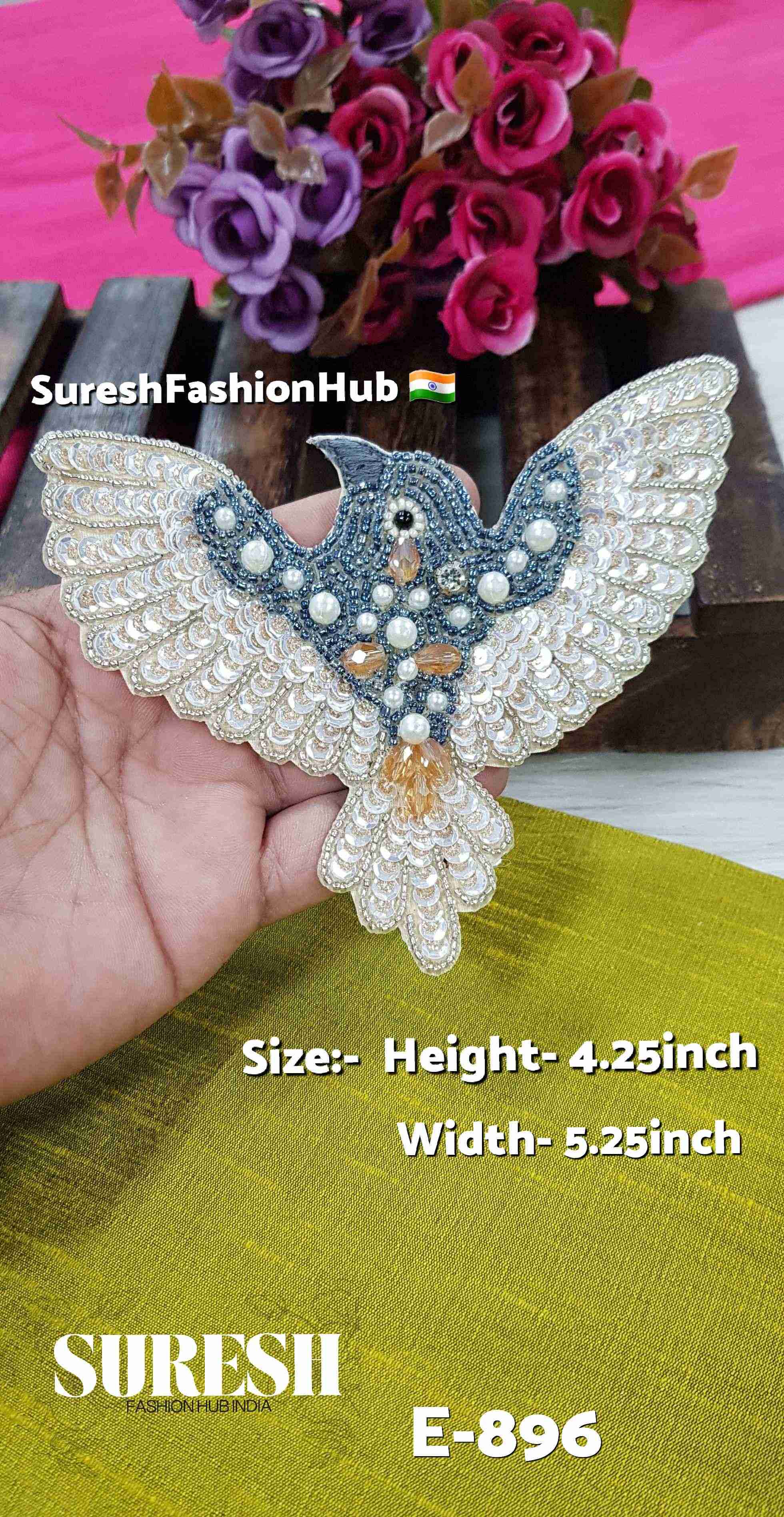 Storm Wing Handcrafted Bird Patch – Grey E-896(4)