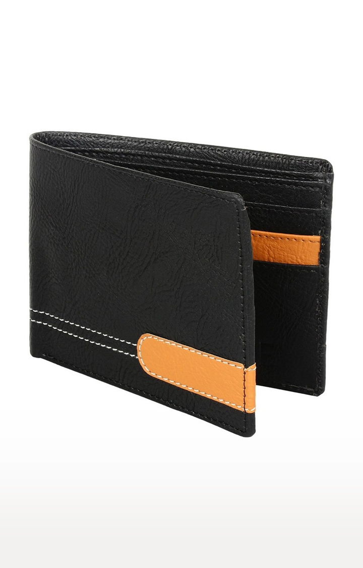 CREATURE | CREATURE Black with Tan Patch Bi-fold Sleek PU Leather Wallet with Multiple Card Slots for Men 1