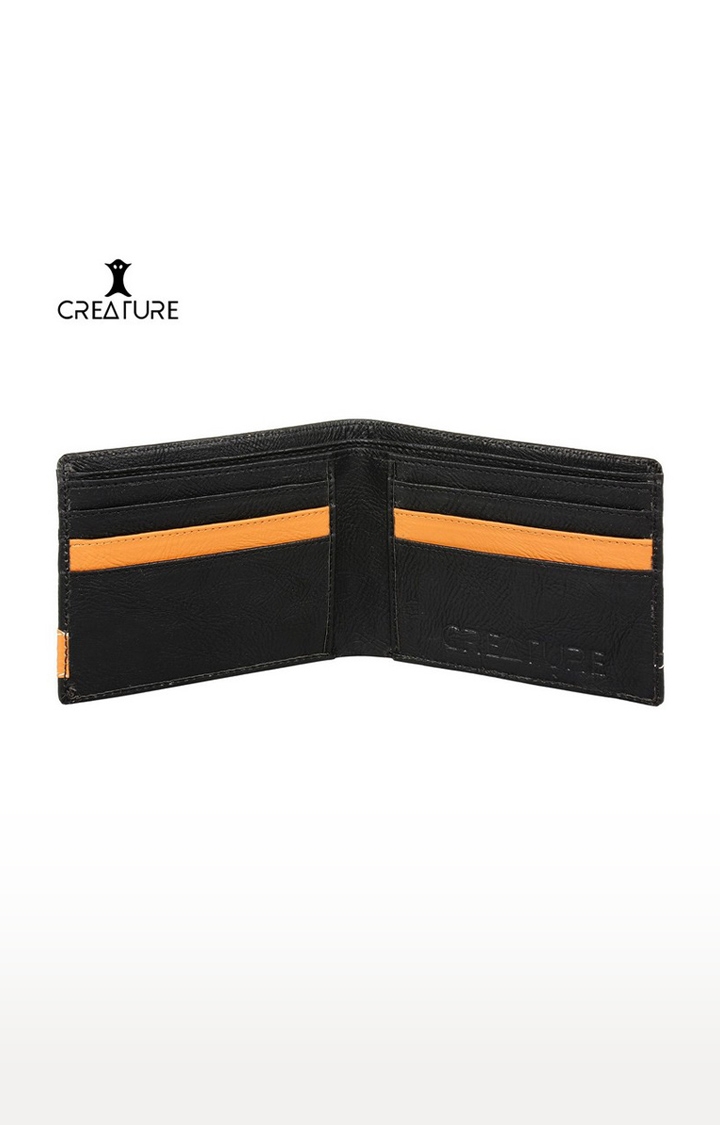 CREATURE | CREATURE Black with Tan Patch Bi-fold Sleek PU Leather Wallet with Multiple Card Slots for Men 2