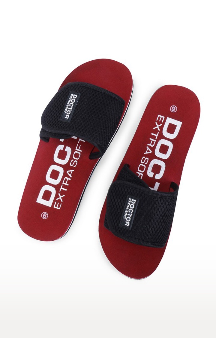 DOCTOR EXTRA SOFT Women s Orthopaedic and Diabetic Velcro Adjustable Strap Comfort Ortho Fit Dr Flipflops and House Slippers for Women s and Girl s Slides D 17 MAROON
