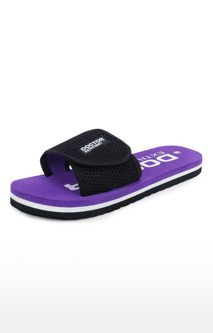 DOCTOR EXTRA SOFT Women s Orthopaedic and Diabetic Velcro Adjustable Strap Comfort Ortho Fit Dr Flipflops and House Slippers for Women s and Girl s Slides D 17 PURPLE