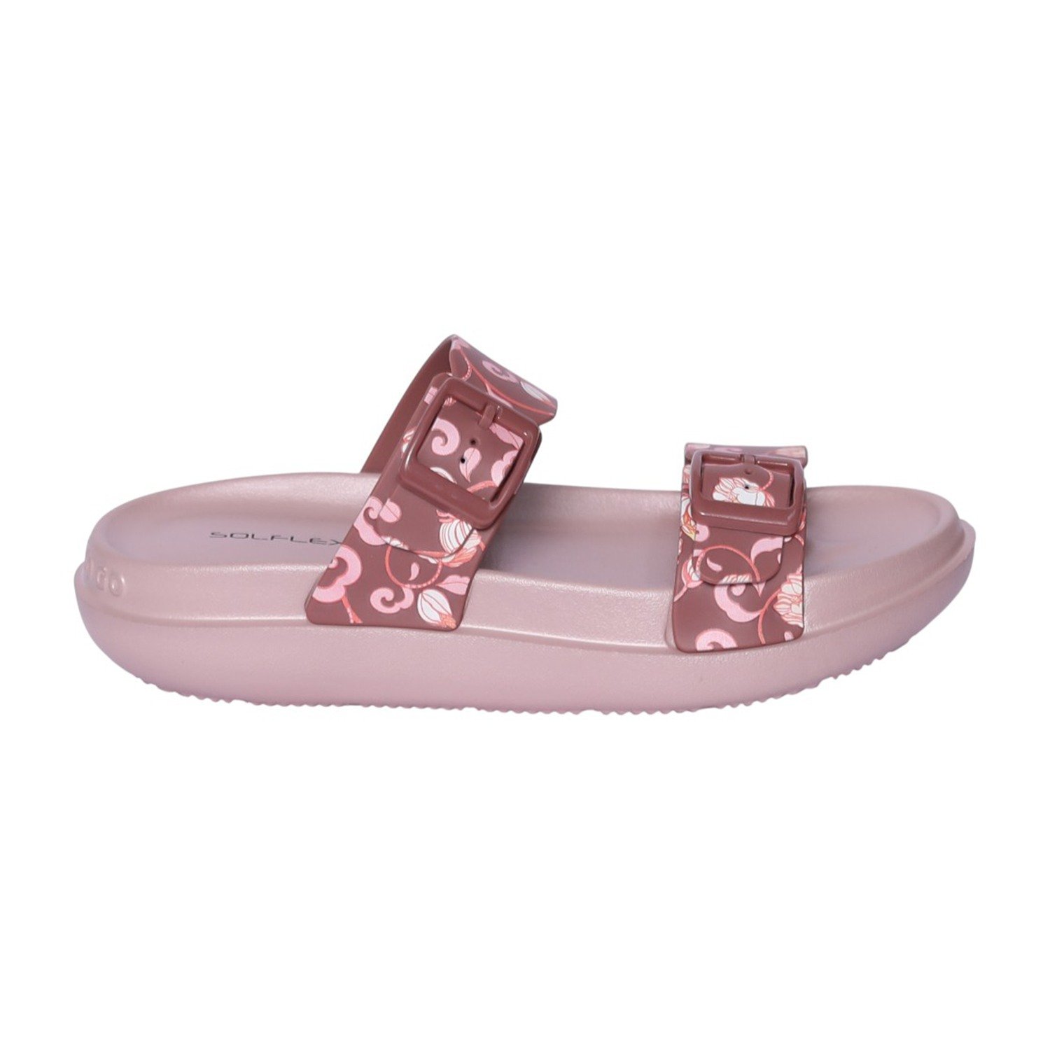 Women Peach Floral Print Two-Strap Sandal