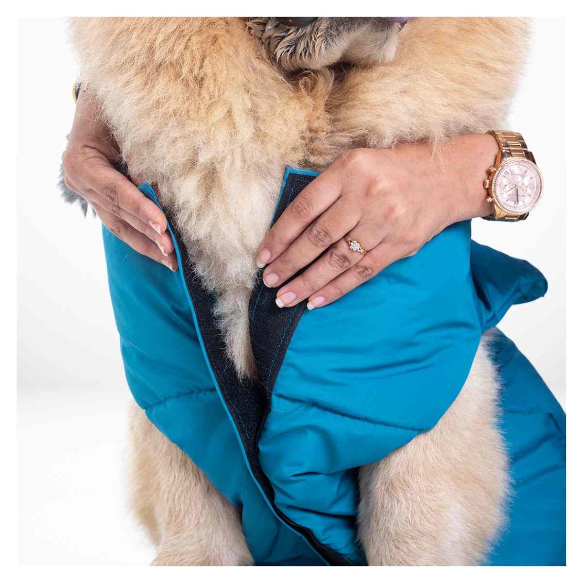 Ezra Fur Winter Jacket for Dogs, Cozy, Ultra Warm, and Water Resistant with Velcro Closure (Red)