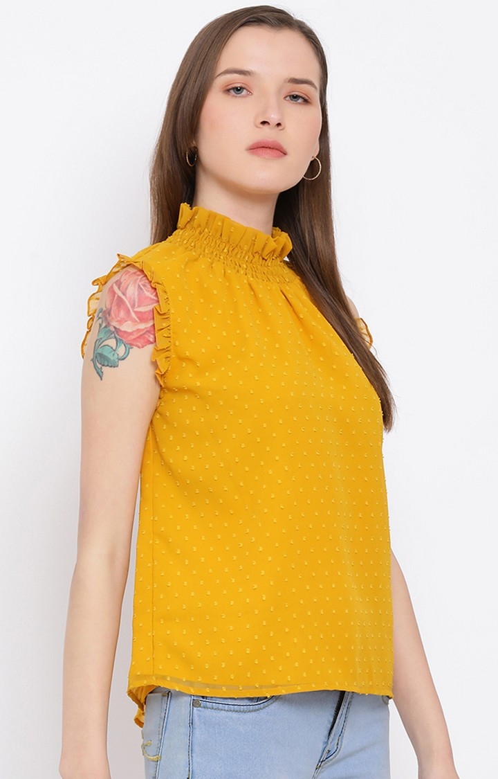 DRAAX fashions | Draax Fashions Women Yellow Textured Top 3