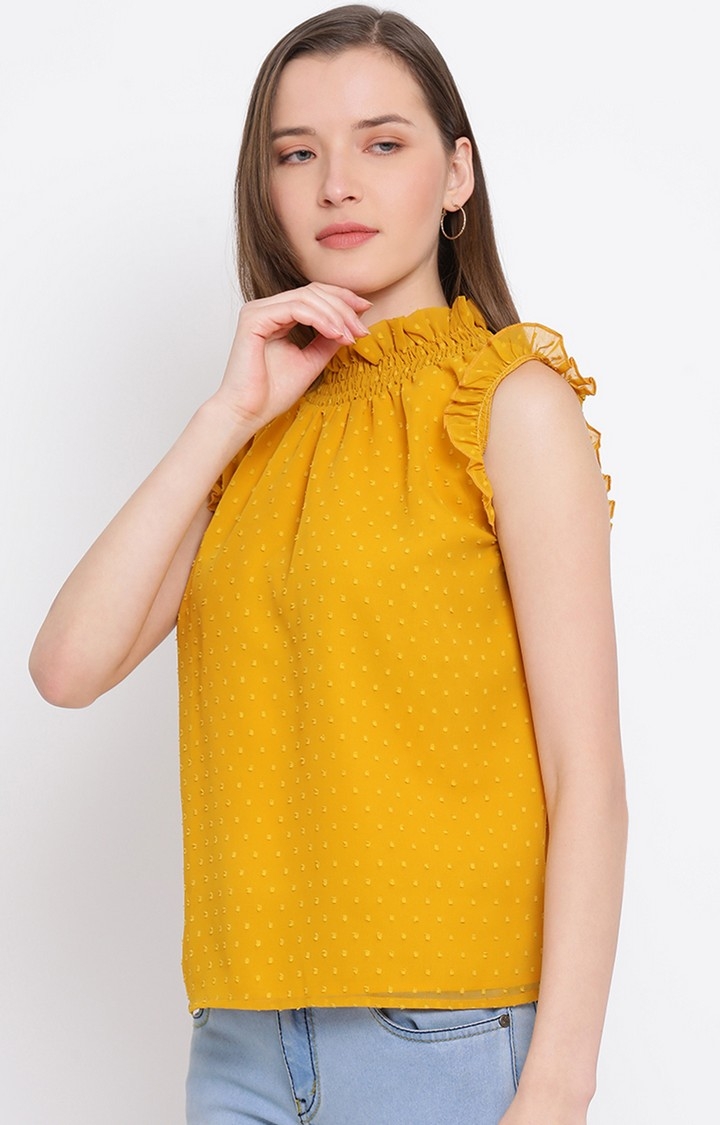 DRAAX fashions | Draax Fashions Women Yellow Textured Top 2