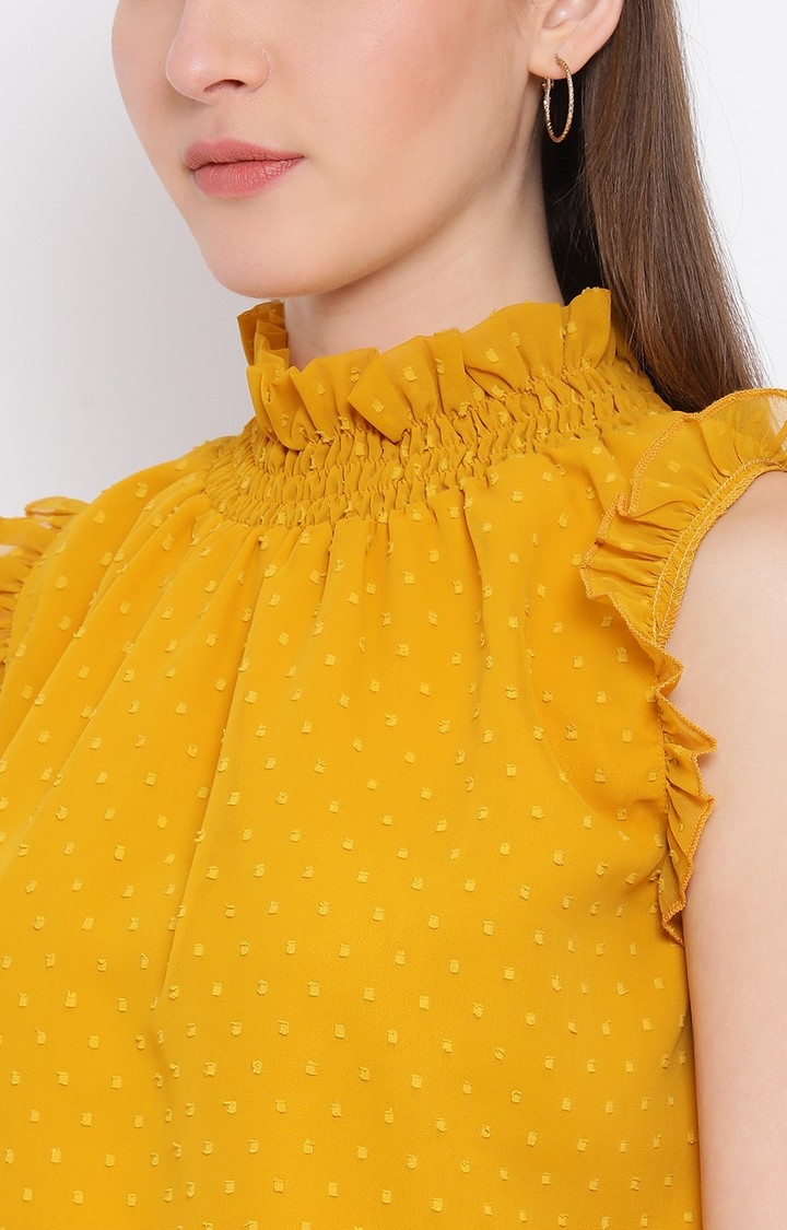 DRAAX fashions | Draax Fashions Women Yellow Textured Top 5