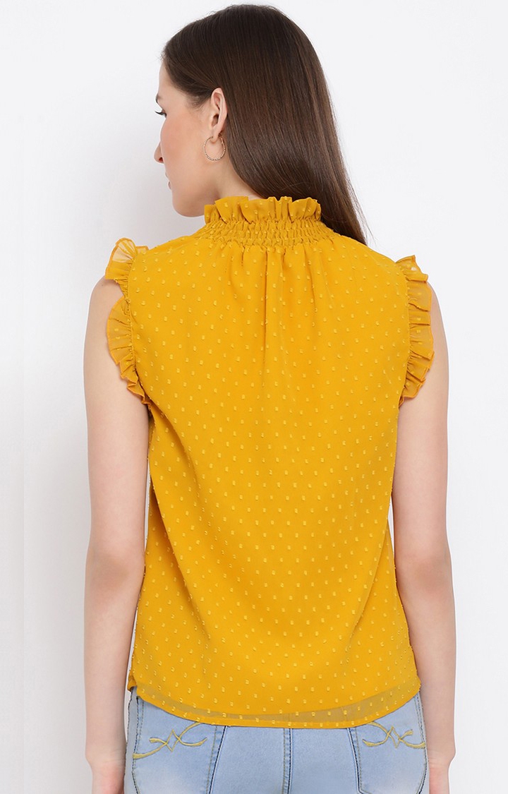 DRAAX fashions | Draax Fashions Women Yellow Textured Top 4