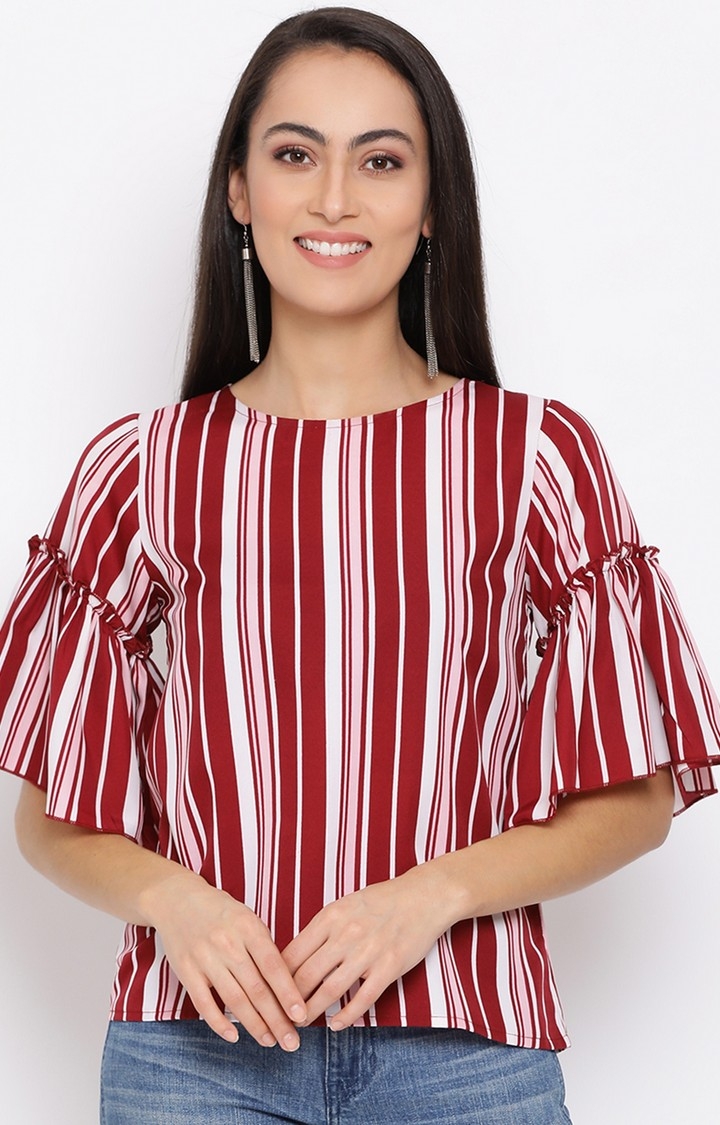 DRAAX fashions | Draax Fashions Women Red Striped Top 0