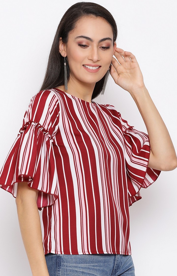 DRAAX fashions | Draax Fashions Women Red Striped Top 2