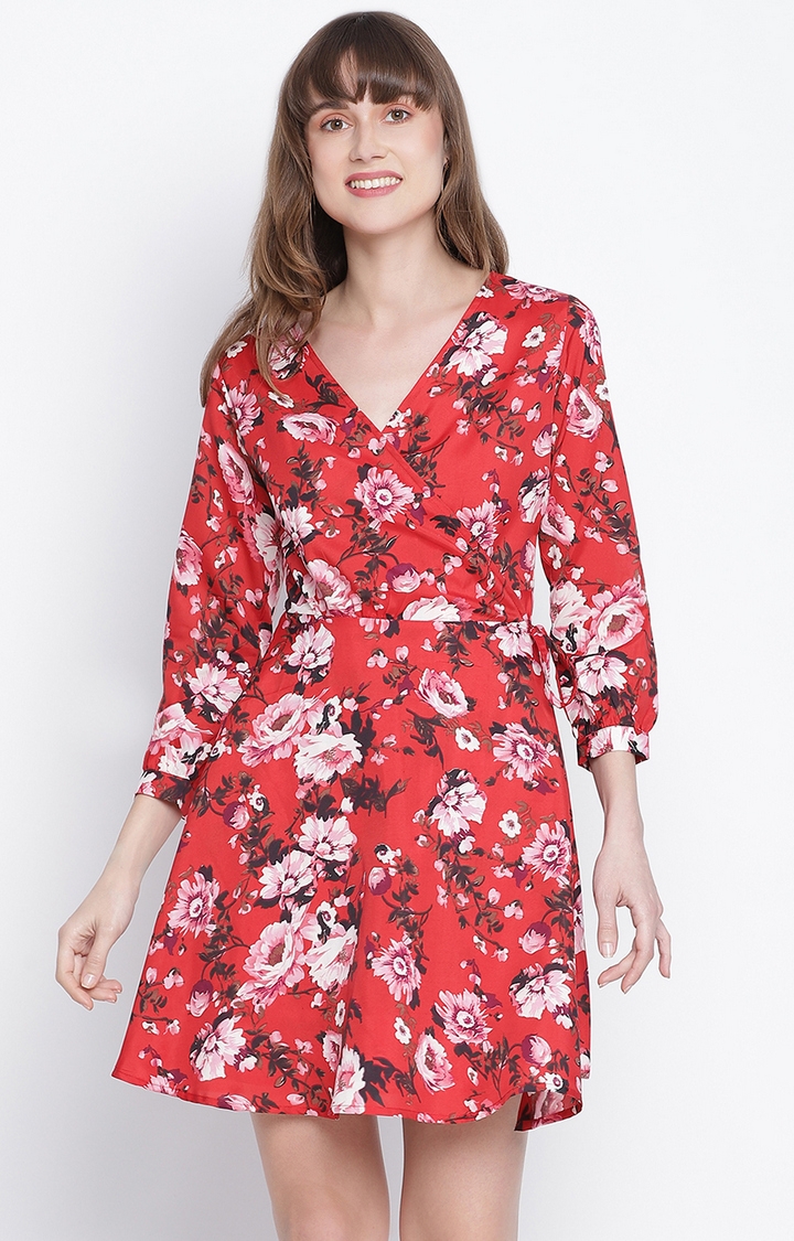 DRAAX fashions | Draax Fashions Women Solid Red A-Line Dress 0