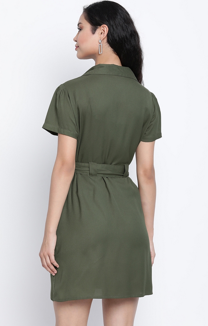 DRAAX fashions | Draax Fashions Turquoise Green Solid Flare Dress 4