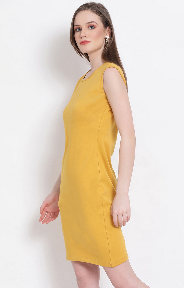 DRAAX fashions | Draax Fashions Yellow Solid A-Line Dress  2