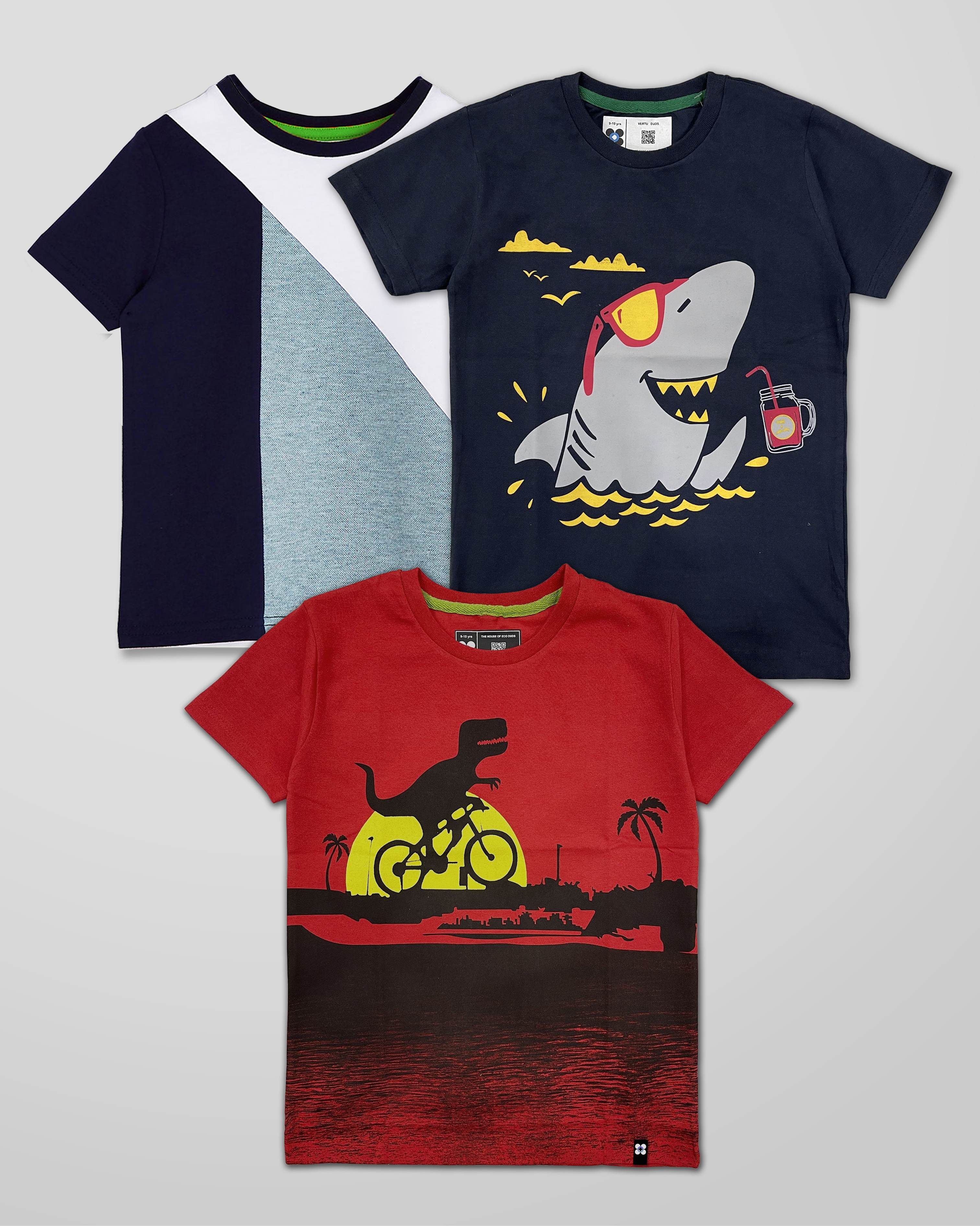 Vertu Duds Printed Unisex Kids Round Neck Multi-coloured T-Shirt