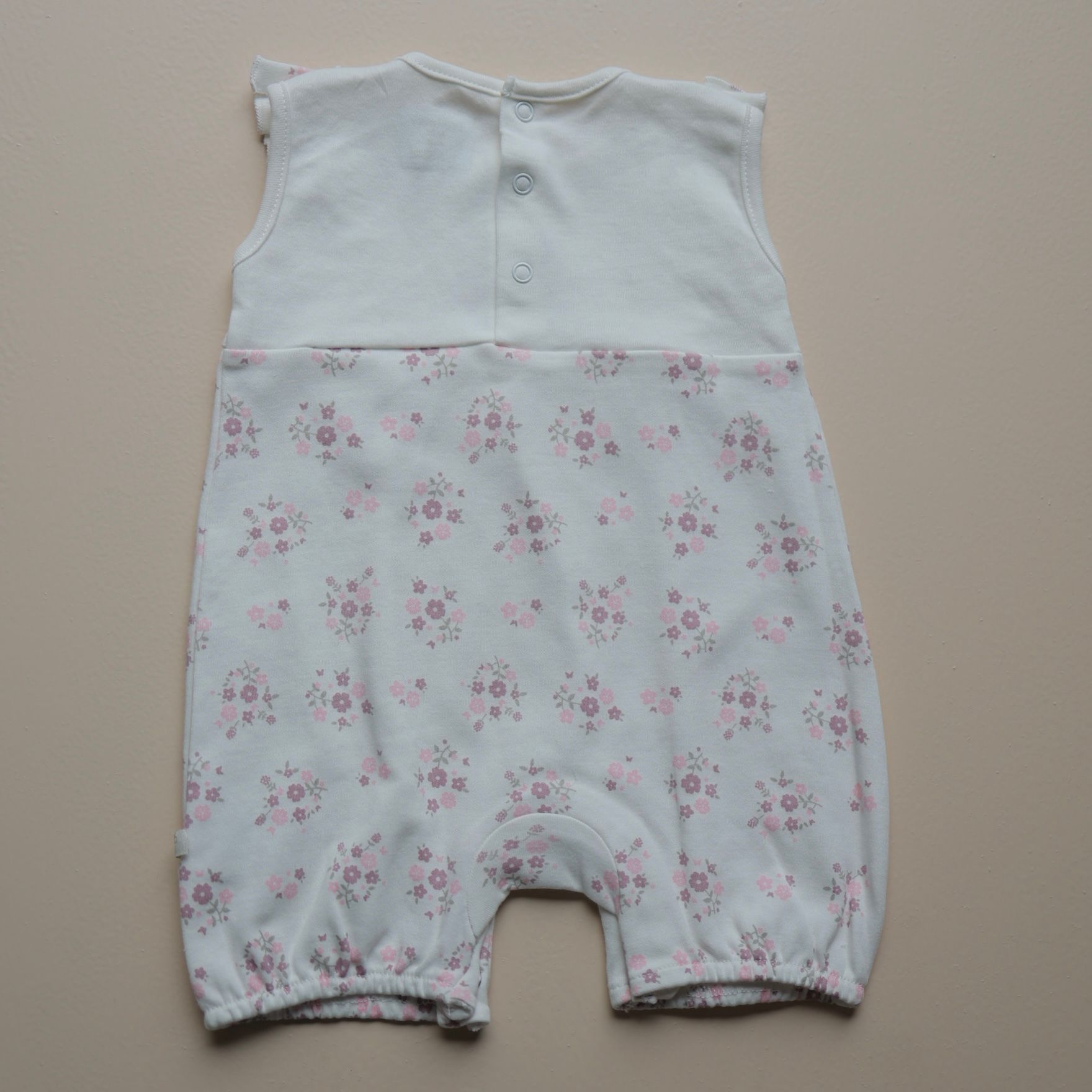 White Floral Ruffle Sleeveless Romper