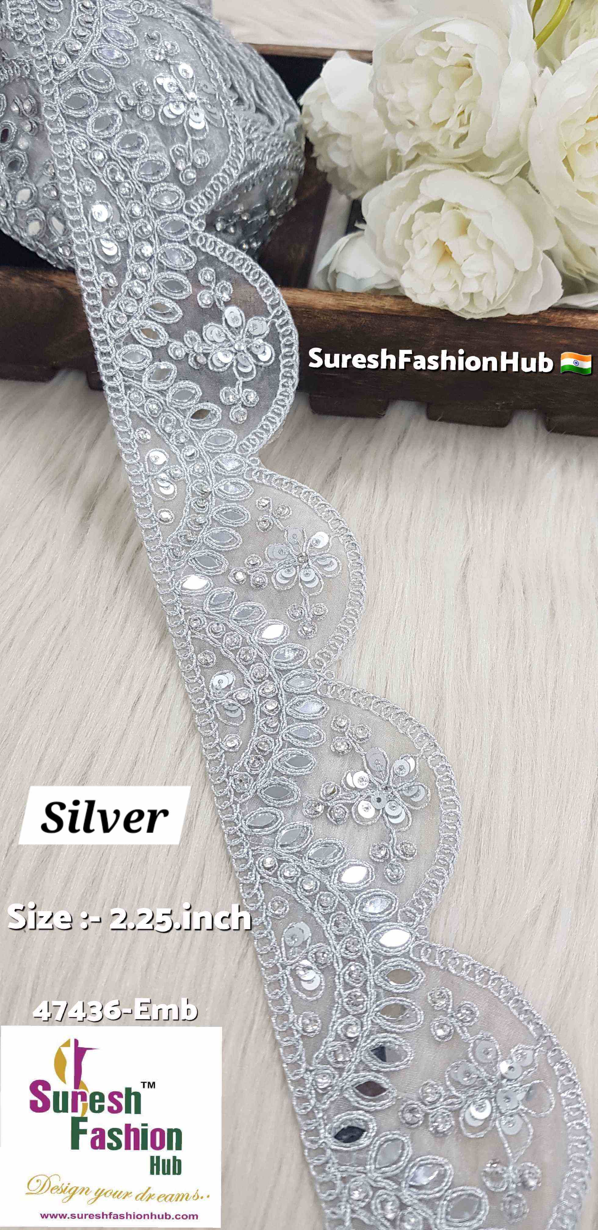 Silver Glimmer Scallop Lace