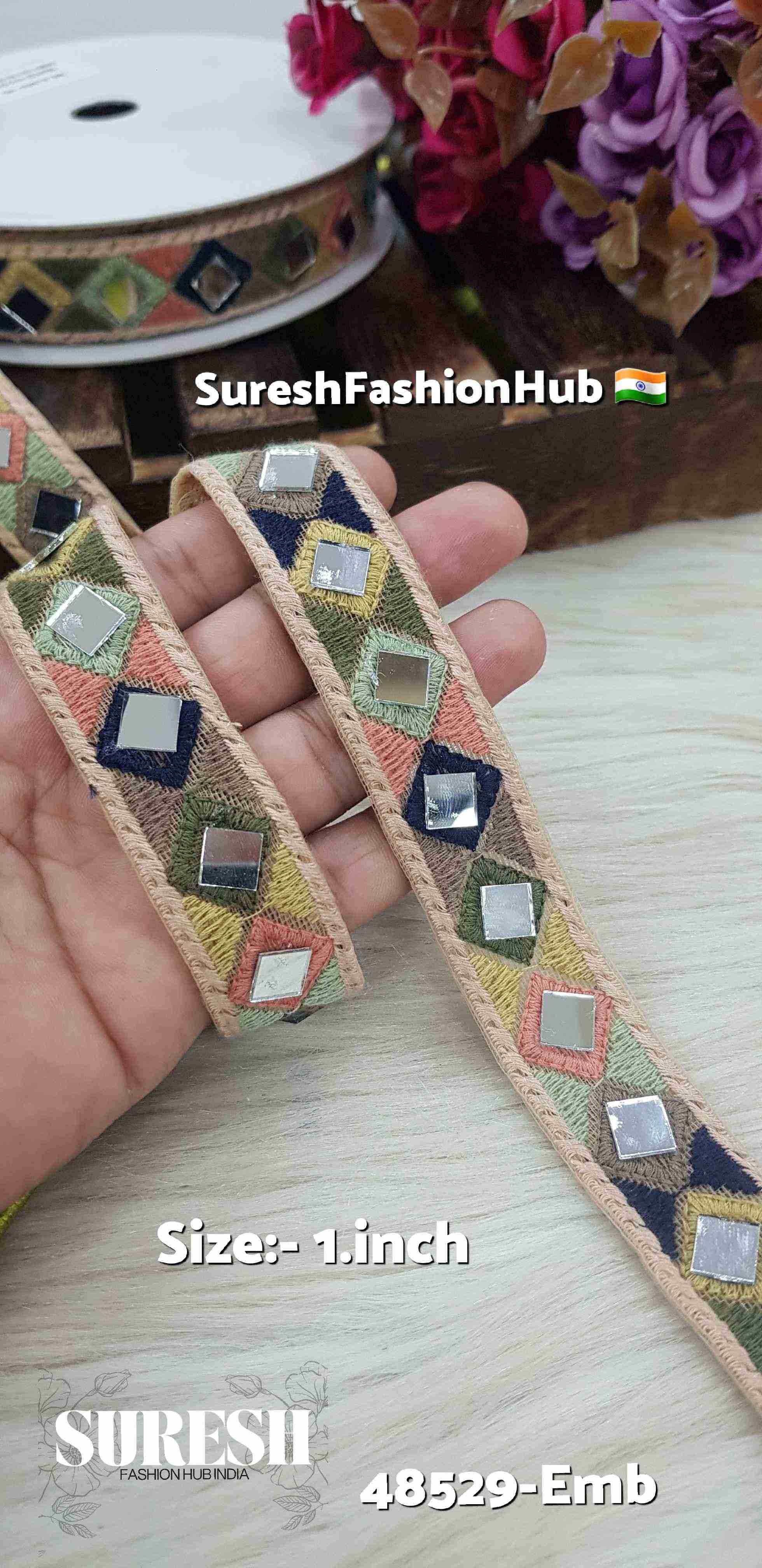 Square Spark Mirror Embroidery Lace – Light Multi | 48529-Emb