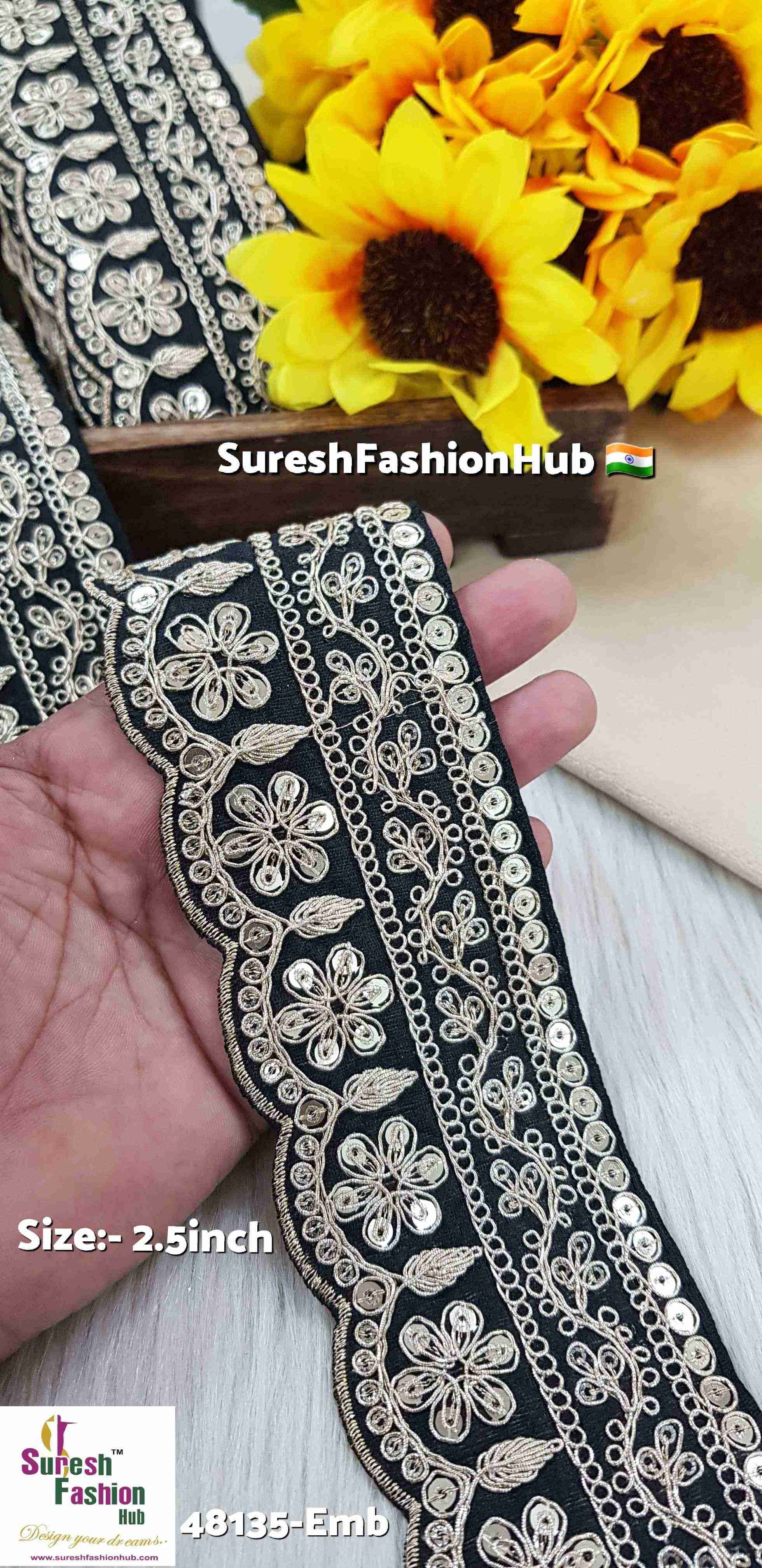 Black Pearl Dori Floral Scalloped Lace