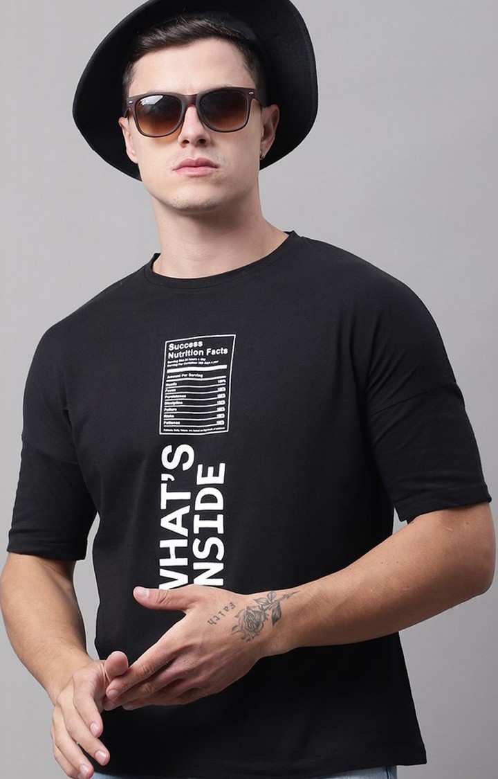 Men's  Whats Inside Printed Black Color Regular Fit Tshirt