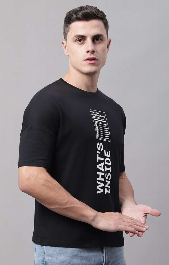 Men's  Whats Inside Printed Black Color Regular Fit Tshirt