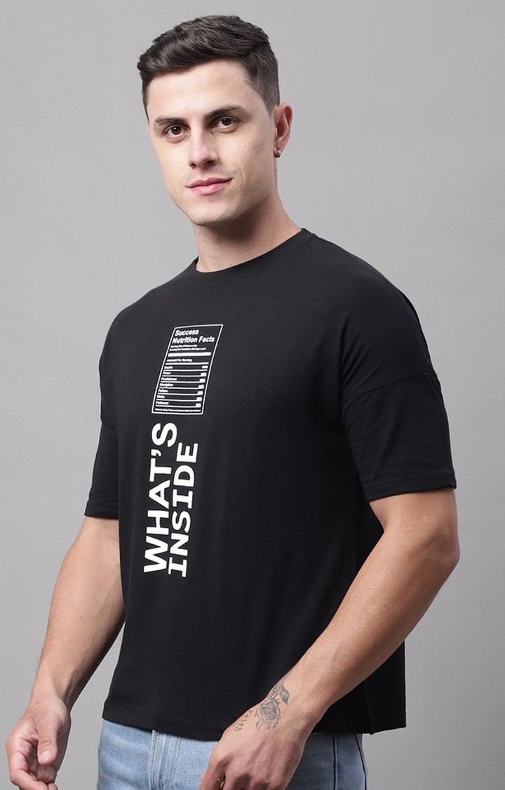 Men's  Whats Inside Printed Black Color Regular Fit Tshirt