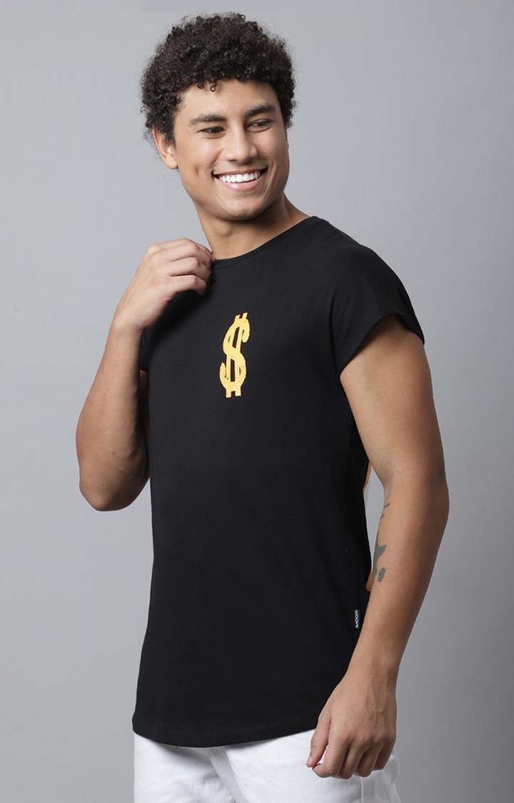 White Printed Solid Cap Sleeve T-Shirt